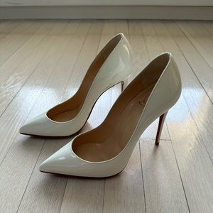 Christian Louboutin Pigalle Follies Patent Leather Pumps 37.5 White